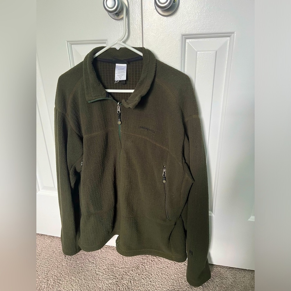 Patagonia Men’s Large R3 Regulator Full Zip Fleece Waffle Jacket Olive Green